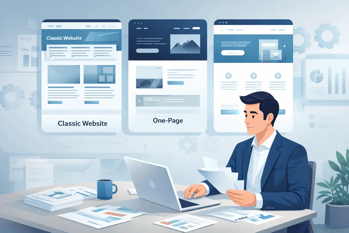 Strona WWW, one‑page czy landing page? Jak właściciel małej firmy wybiera format, który zdobywa klientów